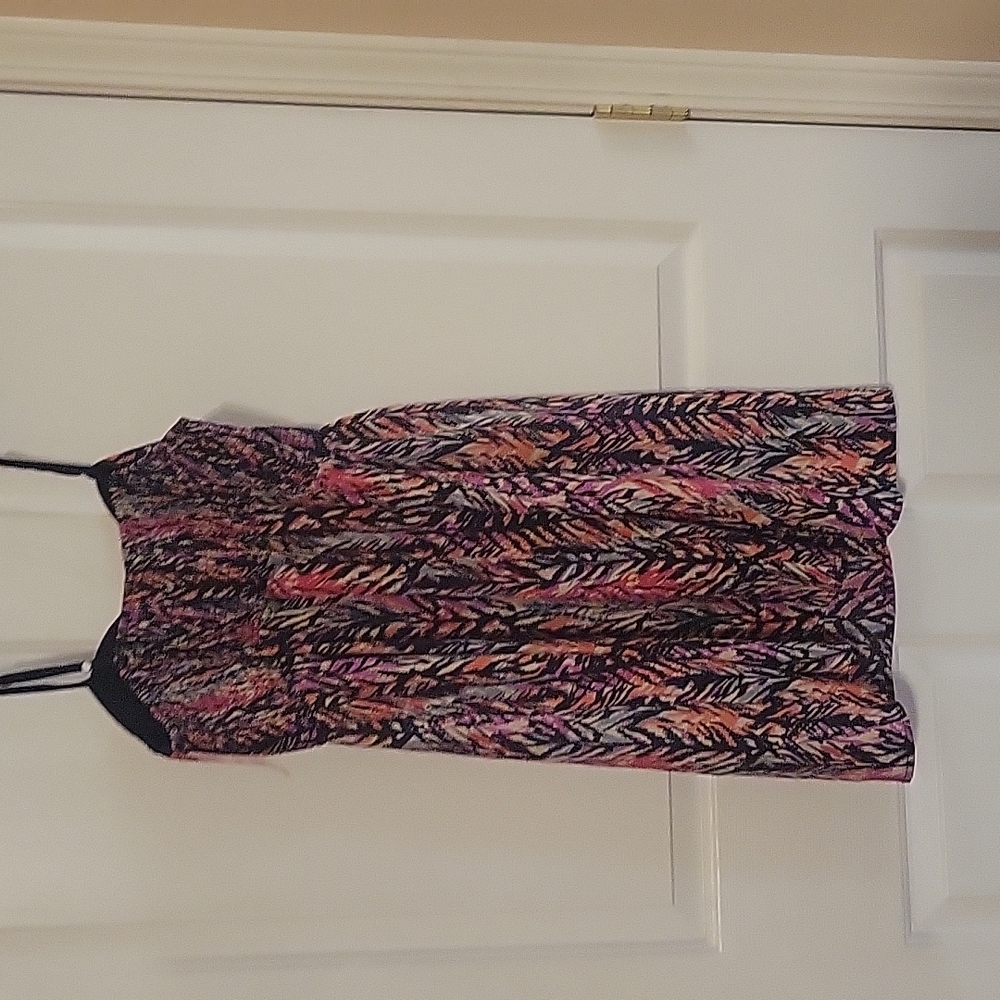 XXL Xhileration black, white, orange, and red colored dress. 100% polyester. - Picture 2 of 9